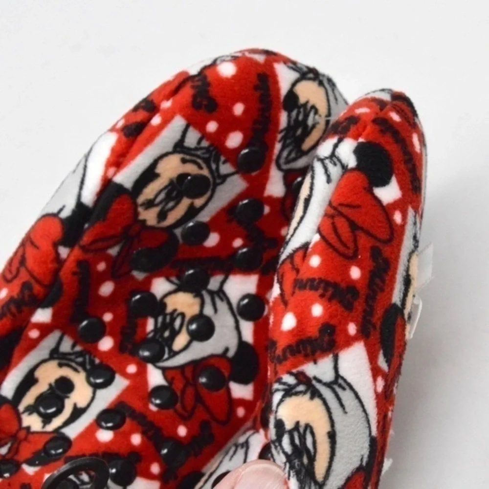 Disney Minnie Mouse Kids Plush‎ Slipper Socks, S/M Sizes 8-13